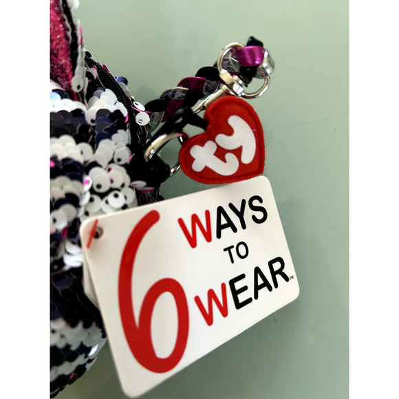 TY Beanie Babies Boos Flippables Zoey Zebra 9" Fashion Sequin Purse for … - Picture 3 of 4